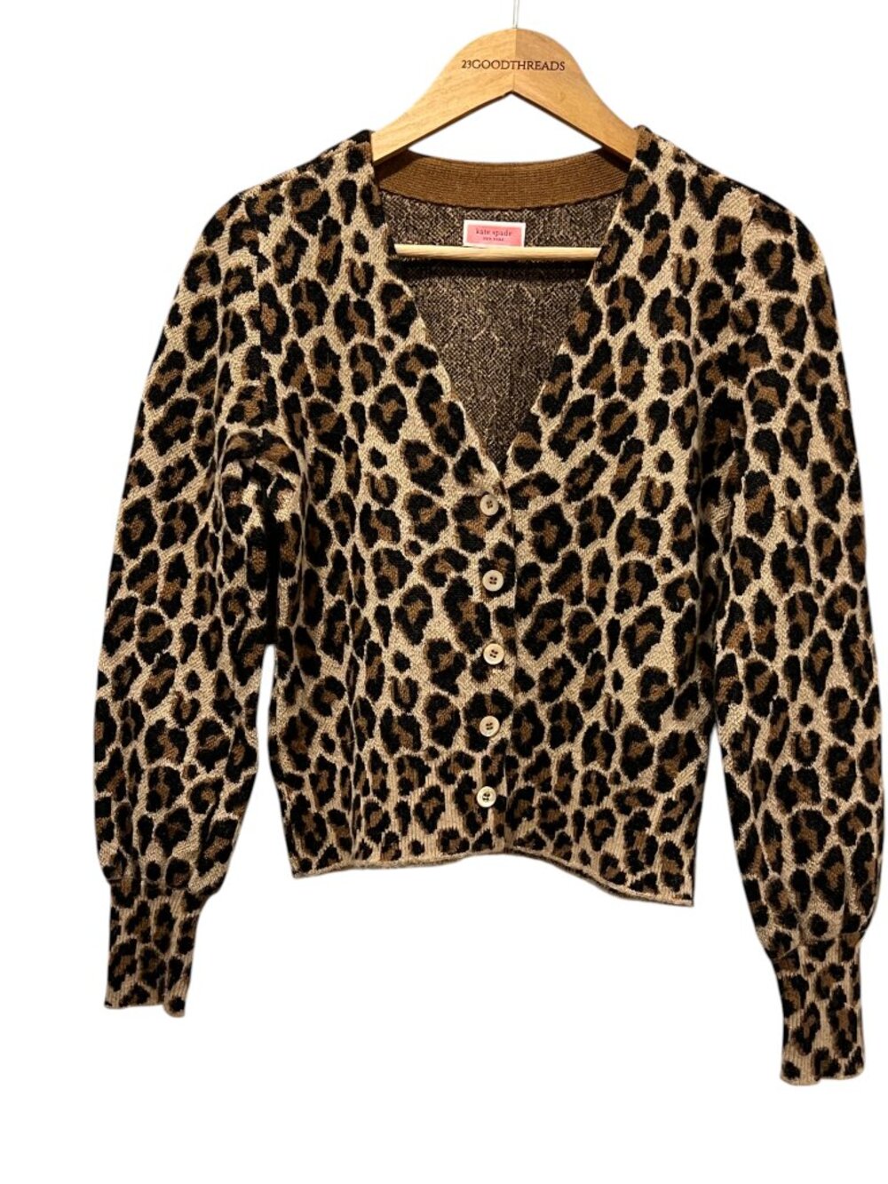 Kate Spade Leopard Button Cardigan, Alpaca, S